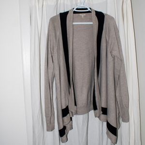 Talbot Open Cardigan Sweater, Beige and Black Colorblock, Size Large